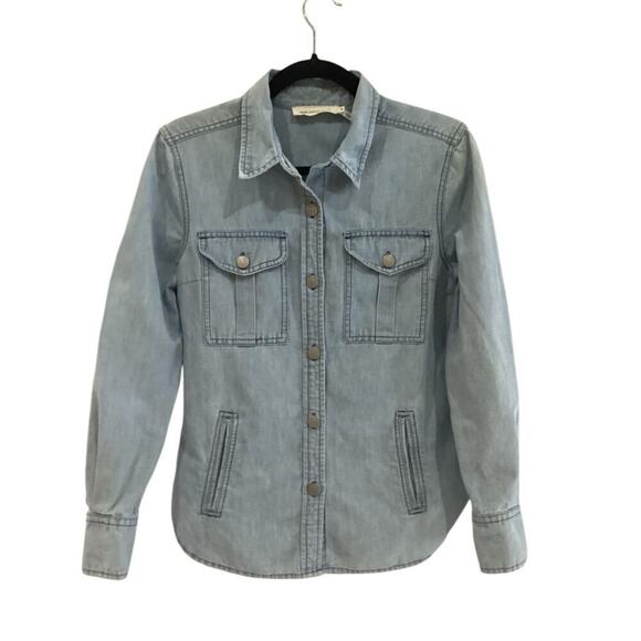 Isabel Marant Etoile Paul Batik Indigo Chambray Button Up Shirt Blue Size Medium - Picture 2 of 13